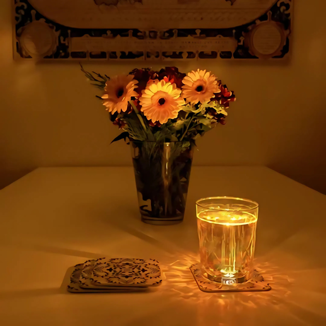 LED Glass Coasters | Colourful Lighting